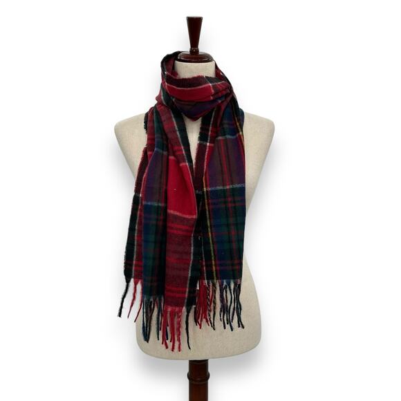 NEW Style & Co Red Blue Plaid Fringe Scarf Soft and cozy tartan Macy's winter - Picture 1 of 9
